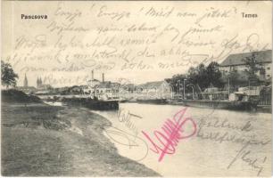1914 Pancsova, Pancevo; Temes-part, DDSG uszályok. Horovitz kiadása / riverbank, barges