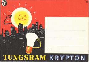 Tungsram Krypton izzó reklámlapja / Hungarian light bulb advertisement postcard s: Macskássy