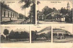 1931 Gyoma, Polgári iskola, Községi református iskola, kaszinó, árvaház, városháza (EK)