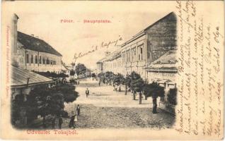 1902 Tokaj, Fő tér, Gyógyszertár. Fénynyomat Divald műintézetéből (EK)