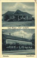 1940 Alsódabas (Dabas), vasútállomás, Újvári Mátyás Start vendéglője az állomással szemben, automobilok (EK)