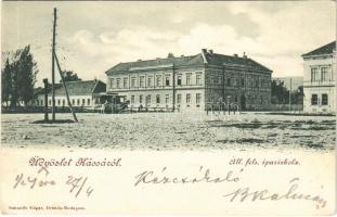 1899 Kassa, Kosice; Állami felső ipariskola, lóvasút / industrial school, horse-drawn tram (EK)