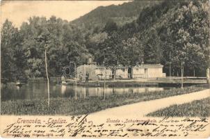 1904 Trencsénteplic, Trencianske Teplice; uszoda, csónakok / swimming pool, rowing boats (EK)