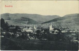 1913 Svedlér, Svedlár; látkép, templomok. W. L. Bp. 2718. Ifj. Langermann Mihály kiadása / general view, churches (EK)