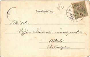 1903 Vihnye, Vihnyefürdő, Kúpele Vyhne; nyaralók. Szecessziós téli litho keret. Joerges özv. és fia ...