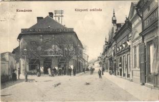 1913 Komárom, Komárno; Központi szálloda és kávéház, üzletek. Laky Béla kiadása / hotel, café, shops