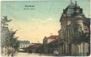 1914 Komárom, Komárno; Baross utca, üzletek. Spitzer Sándor kiadása / street view, shops (fa)