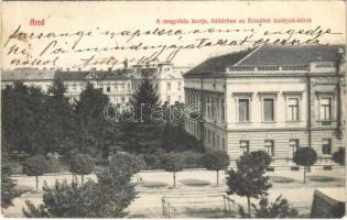 1908 Arad, a megyeház kertje, háttérben az Erzsébet királyné körút / garden of the county hall, street view (EK)