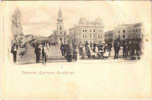 Temesvár, Timisoara; Gyárváros, Kossuth tér, piac, Kohn üzlete. Polatsek kiadása / square, market vendors, shops (EB)