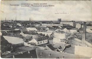 1916 Temesvár, Timisoara; Józsefváros, kilátás kelet felé / Josefstadt, Totalansicht gegen Westen / general view + "K.u.K. Garnisonsspital Nr. 21." (kopott sarkak / worn corners)