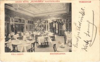 Temesvár, Timisoara; Grand Hotel Hungária nagyszálloda, téli kert / hotel, winter garden (EK)