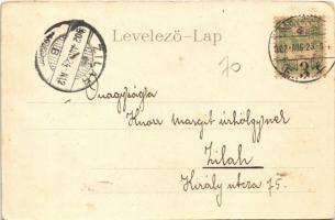 1902 Nagyvárad, Oradea; Szigligeti színház. Csathó Gábor kiadása. Szecessziós litho keret / theatre....