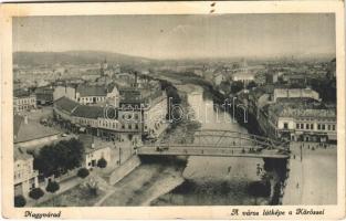 1944 Nagyvárad, Oradea; látkép a Körössel, híd, zsinagóga / general view, bridge, synagogue (fl)