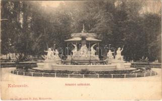 1901 Kolozsvár, Cluj; Sétatéri szökőkút. Kováts P. Fiai 64. sz. / promenade, fountain (szakadás / tear)