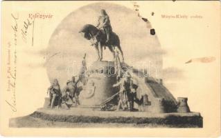 1902 Kolozsvár, Cluj; Mátyás király szobra. Kováts P. Fiai 146. sz. / statue of Matthias Corvinus, King of Hungary (EK)