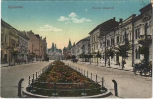 Kolozsvár, Cluj; Ferenc József út. Vasúti Levelezőlapárusítás 111. sz. - 1916. / street view (EK)