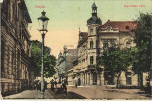 1914 Eszék, Essegg, Osijek; Kapucinska ulica / Kapucinus utca, szálloda / street view, hotel (EK)