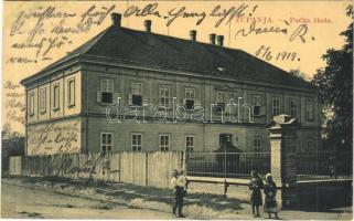 1919 Zsupanya, Zupanja; iskola. W.L. Bp. 3706. / Pucka skola / school (r)