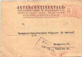 1947 Intercontinentale szállítmányozási és közlekedési R.T. reklámlapja / Hungarian freight and tran...
