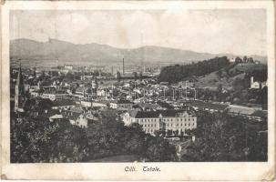 1918 Celje, Cilli; Totale / general view with railway station (EK)