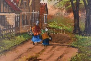 Metzné Nagy Ilona (?-): Nyári délután. Olaj, farost, jelzett, fa keretben, 30×40 cm