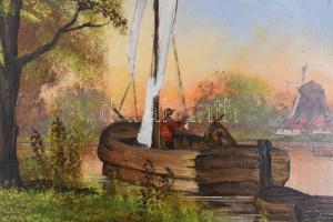 Metzné Nagy Ilona (?-): Nyári délután. Olaj, farost, jelzett, fa keretben, 30×40 cm