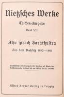 Friedrich Nietzsche: Also sprach Zarathustra. Aus dem Nachlaß. 1882-1885. Nietzsches Werke Taschen-A...