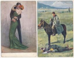 55 db RÉGI motívum képeslap vegyes minőségben: művész / 55 pre-1945 motive postcards in mixed qualit...