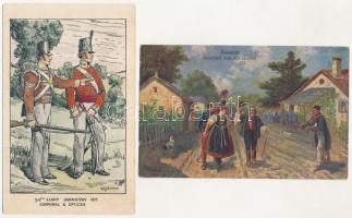 12 db RÉGI motívum képeslap és fotó: katonai, hadszínterek / 12 pre-1945 motive postcards and photos...