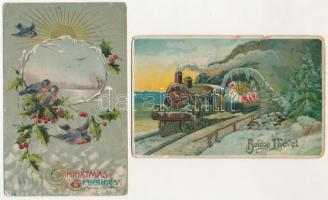 12 db RÉGI motívum képeslap vegyes minőségben: dombornyomott, rátétes és litho üdvözlő / 12 pre-1945...