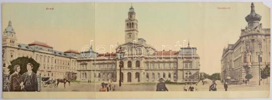 Arad, Városház tér. Hajtatlan óriás panorámalap / town hall square. Unfolded giant panoramacard (r) (40 x 15,5 cm)
