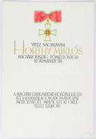 1942. Magyar Érdemrend Lovagkeresztje hadiszalagon, kardokkal kitüntetés adományozó levelének Légrády Sándor (1906-1987) autográf aláírással ellátott egyedi akvarell terve (28x41cm) /  Hungary 1942. Unique akvarel plan of the Hungarian Order of Merit, Knights Cross with a war ribbon with swords decorations awarding document, with autograph signature of Sándor Légrády (1906-1987) (28x41cm)