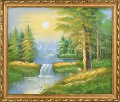 Jelzés nélkül: Vízesés. Olaj, vászon. Dekoratív fa keretben. 50x60 cm