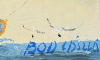 Bod László jelzéssel: Vitorlás. Olaj, vászon. Dekoratív fa keretben. 30x40 cm