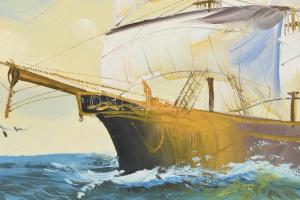 Bod László jelzéssel: Vitorlás. Olaj, vászon. Dekoratív fa keretben. 30x40 cm