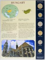 1994-2009. 5-200Ft (6xklf) nem hivatalos forgalmi sor nagyalakú kartonlapon, az érmék és ország ango...