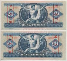 1969. 20Ft (2x) sorszámkövetők, "C000 000766 - C000 000767" sorozat és sorszámmal, piros &...