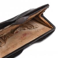 Fekete női bőr táska, kopott, 15×21 cm