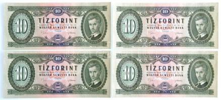 1969. 10Ft (4x) sorszámkövetők T:I,I- /  Hungary 1969. 10 Forint (4x) sequential serials C:UNC,AU Adamo F7