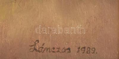 Lánczos jelzéssel: Őszi erdő. Olaj, vászon. Dekoratív fa keretben. 54,5x42,5 cm