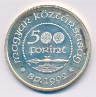 1992. 500Ft Ag "Szent László" tokban, tanúsítvánnyal T:1- (PP) Adamo EM125