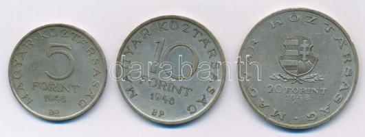 1948. 5Ft Ag "Petőfi" + 10Ft Ag "Széchenyi" + 20Ft Ag "Táncsics" &quot...