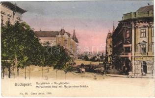 1904 Budapest II. Margit körút, Margit híd, Szegenvein M. üzlete, villamos. Ganz Antal No. 95. (EB)