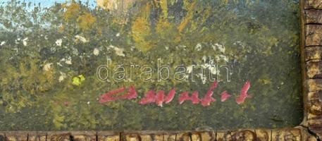 Olvashatatlan jelzéssel: Vízparton. Olaj, vászon. Dekoratív fa keretben. 48,5x33 cm