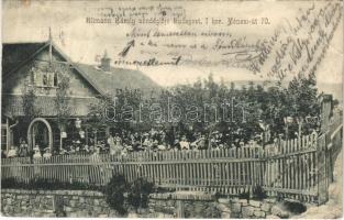 1907 Budapest XI. Ellmann Károly vendéglője, étterem, kert, tömeg. Ménesi út 70. (EB)