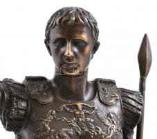 Imperator Augustus bronz szobor. Jelzett. Márvány talpazaton. m: 29,5 cm