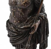 Imperator Augustus bronz szobor. Jelzett. Márvány talpazaton. m: 29,5 cm