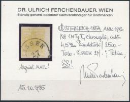 1kr MP III chrome yellow, with 4,5 mm margin on the right side. Signed: Matl. Certificate: Ferchenba...