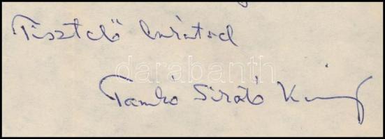 1969 Tamkó Sirató Károly (1905-1980) József Attila-díjas költő, műfordító saját kézzel írt levele Sz...
