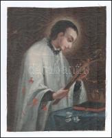 Jelzés nélkül, feltehetően XIX. sz. festő alkotása: Szent. Olaj, vászon, sérült. 28,5x23 cm
